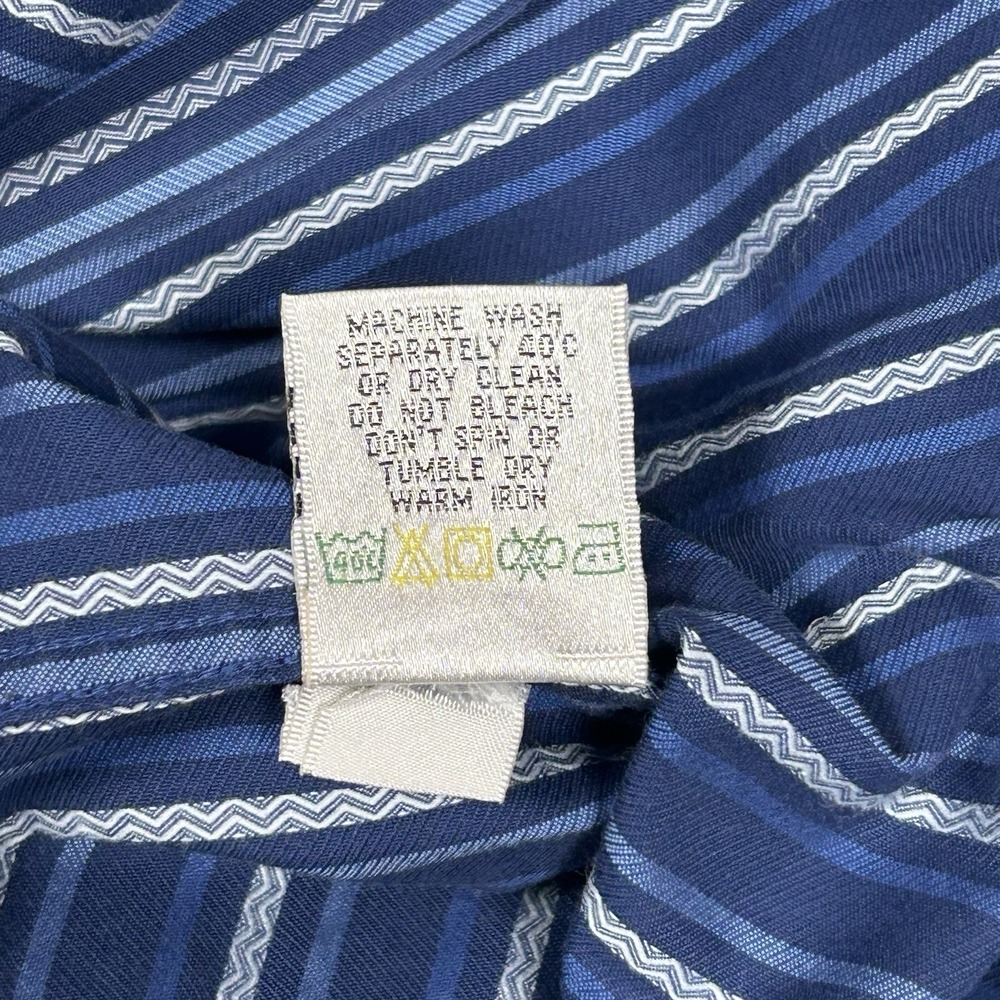 Bugatchi Size XL Blue Classic Fit Striped Print Cotton Button Up Shirt - Picture 7 of 8